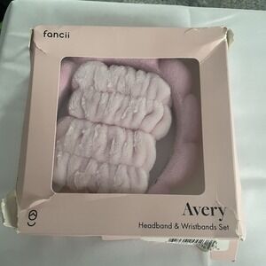 Fancii Avery Headband And Wristband Set For Washing Face Makeup Removal Pink